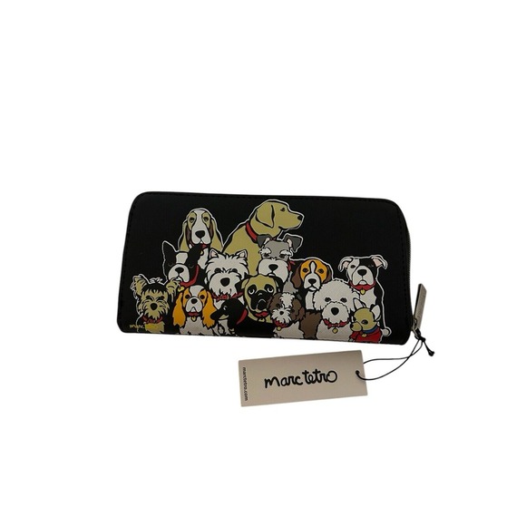 Mark Tatro NWT With Box Dog Themed Black Women's Long Zip Up Wallet 8"x4" - Picture 1 of 7